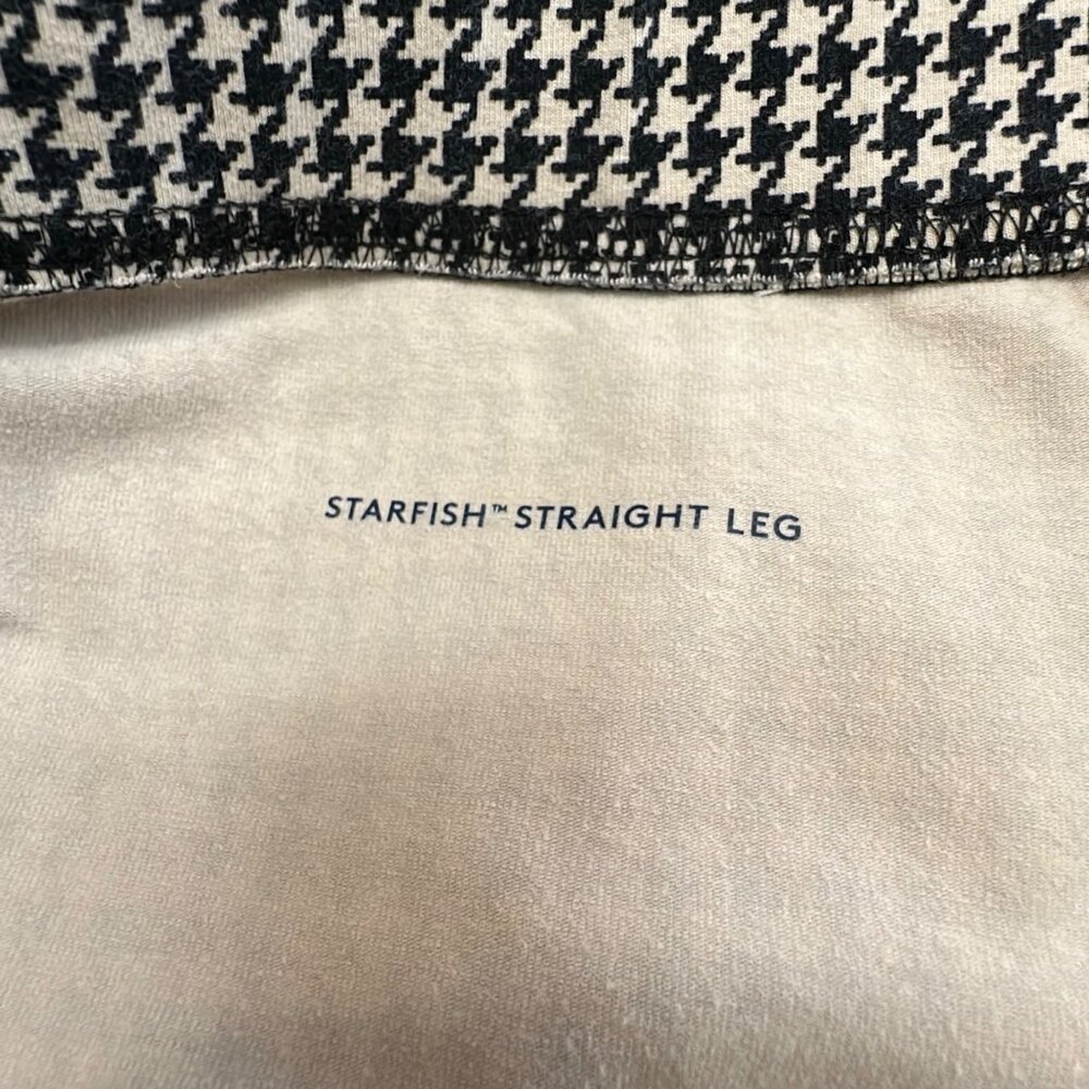 Lands' End Pants Women XL 18 Cream Black Houndstooth Pull-on Straight Leg - Picture 6 of 13